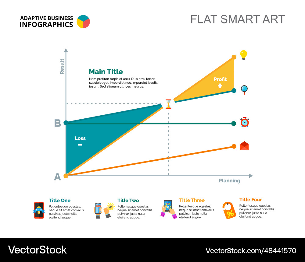 Line chart with four elements template Vector Image