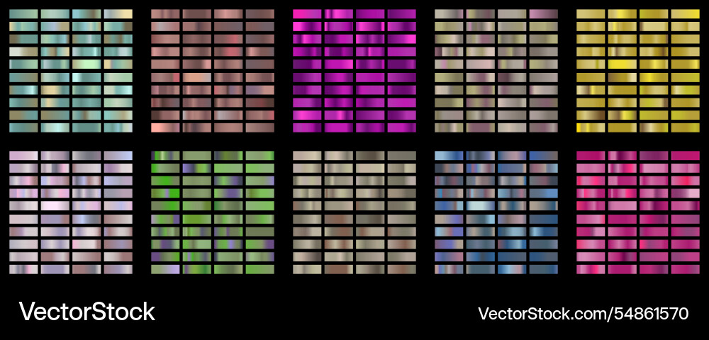 Metallic gradient collection with shiny color Vector Image