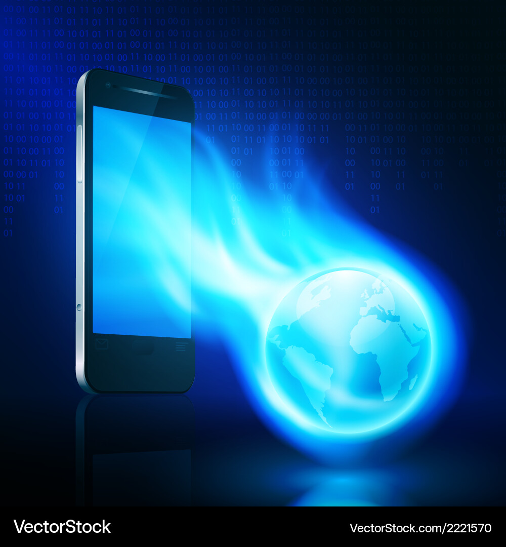 Mobile Globe with Flame Effect vector image