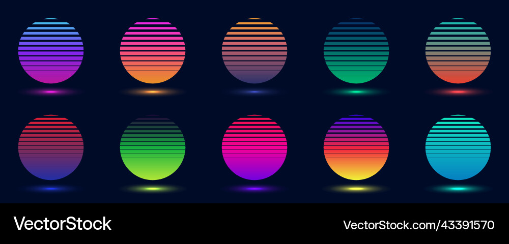 Retro Neon Circle Badges vector image