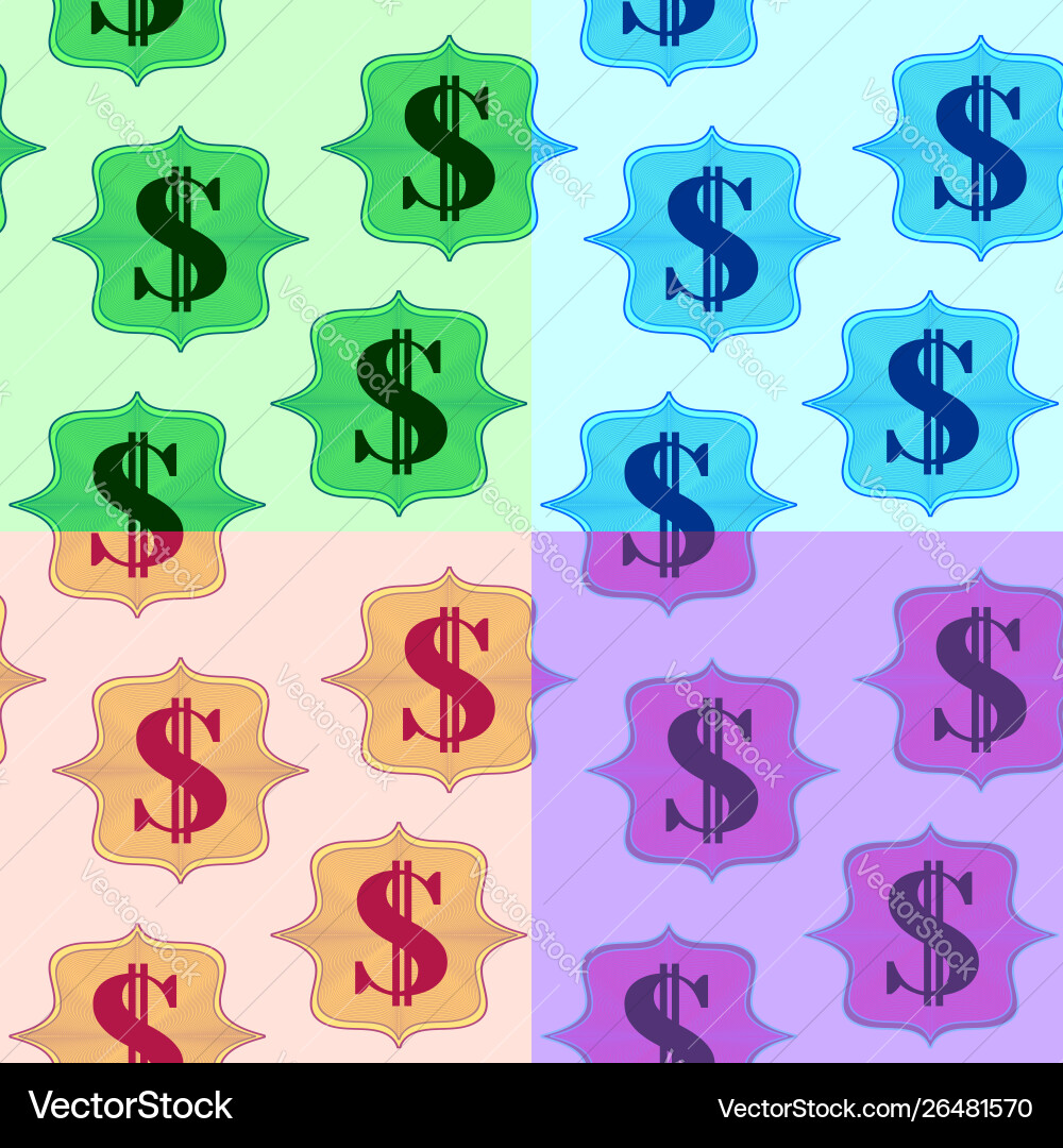 Seamless pattern multicolored dollar sign vector image