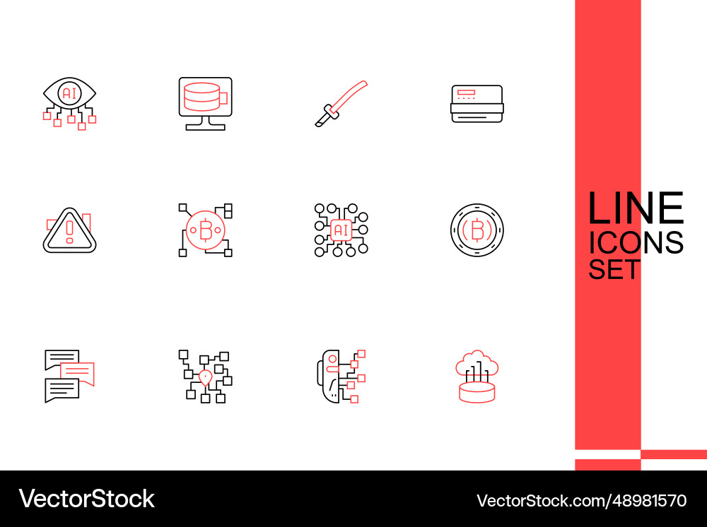 Set line network cloud connection humanoid robot Set line network cloud connection humanoid robot vector image