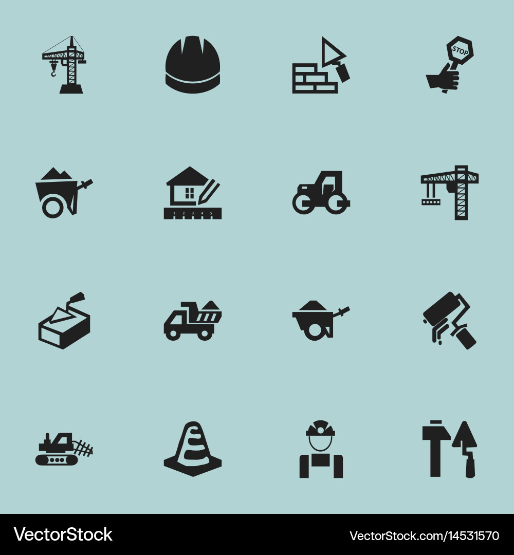 Set of 16 editable building icons includes vector image