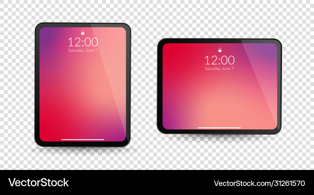 Tablet computer gadgets horizontal and vertical vector image