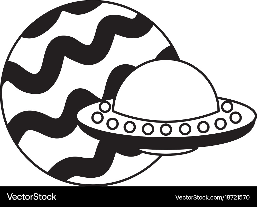 Unidentified flying object on planet icon Vector Image