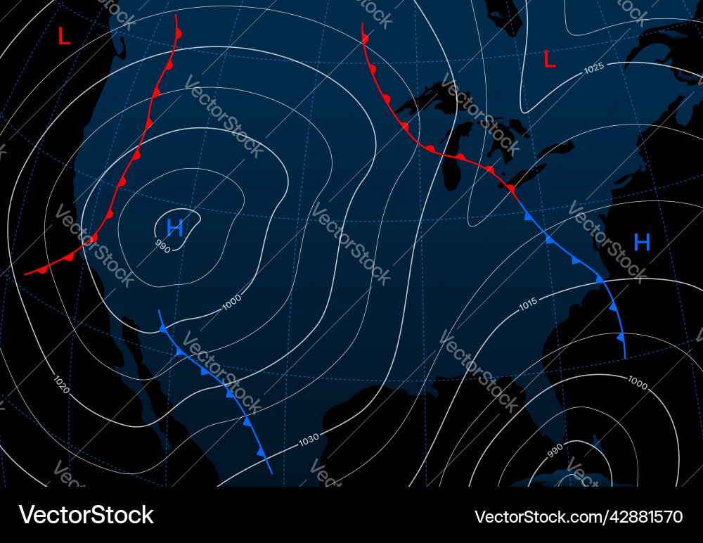 Weather Front Isobar Map Vector Image
