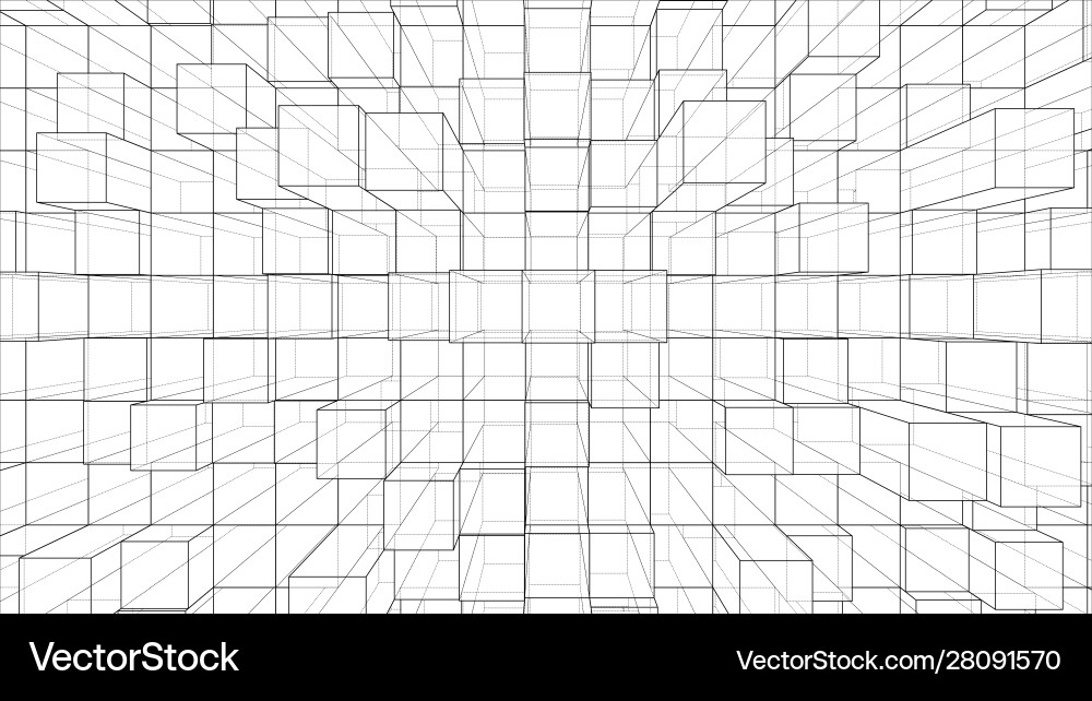 Wireframe Cube Background vector image