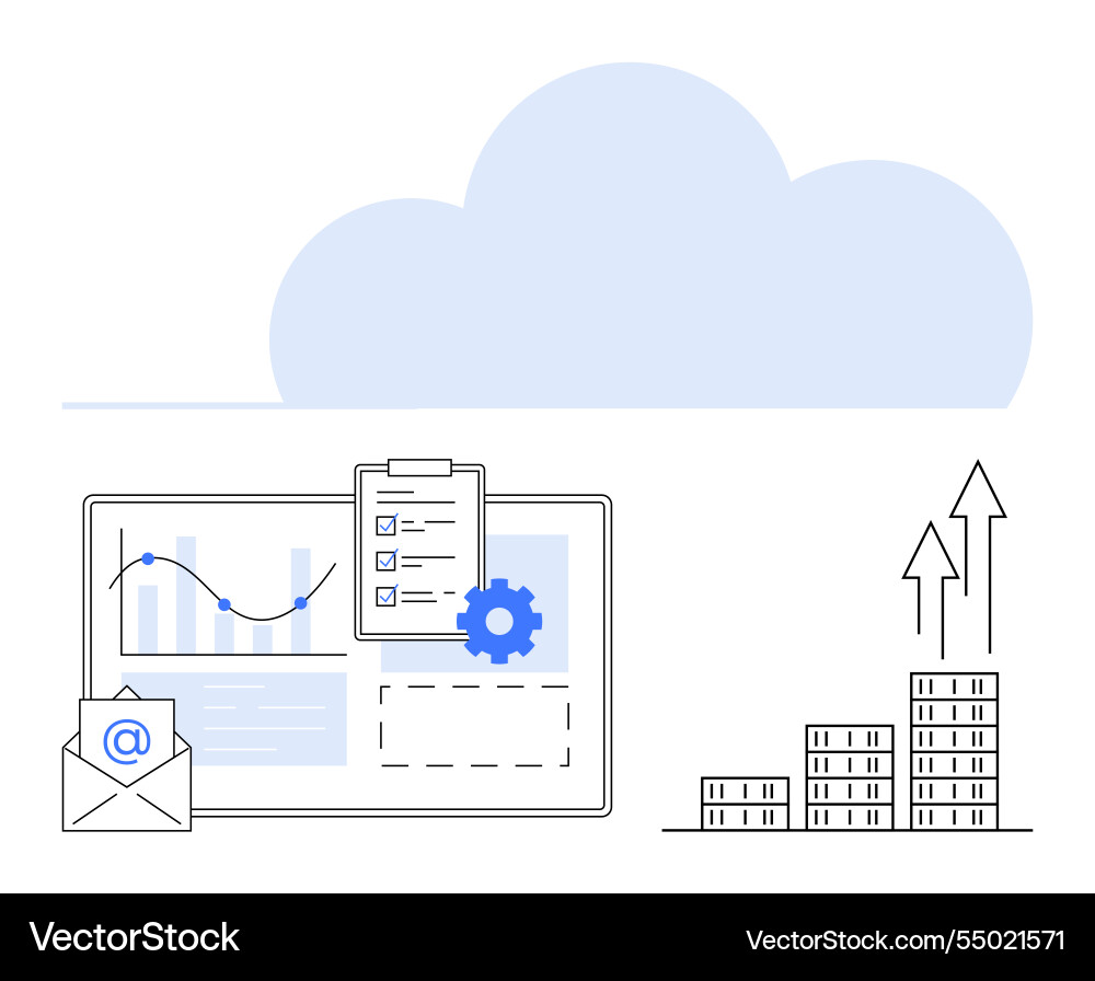Cloud data management with analytics productivity Vector Image