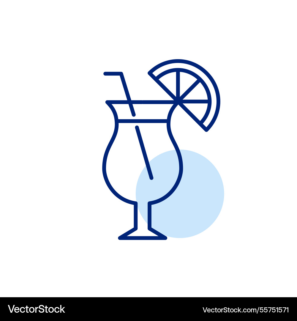Cocktailglas mit Stroh und Scheibe Zitronenbar Vektorbild