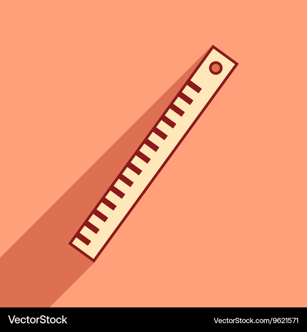 Flat with shadow icon and mobile application ruler vector image