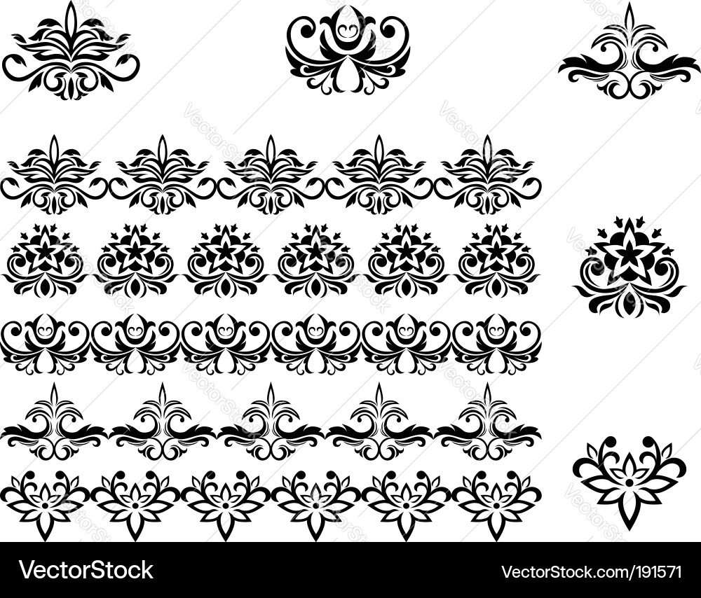 Flower patterns and borders vector image
