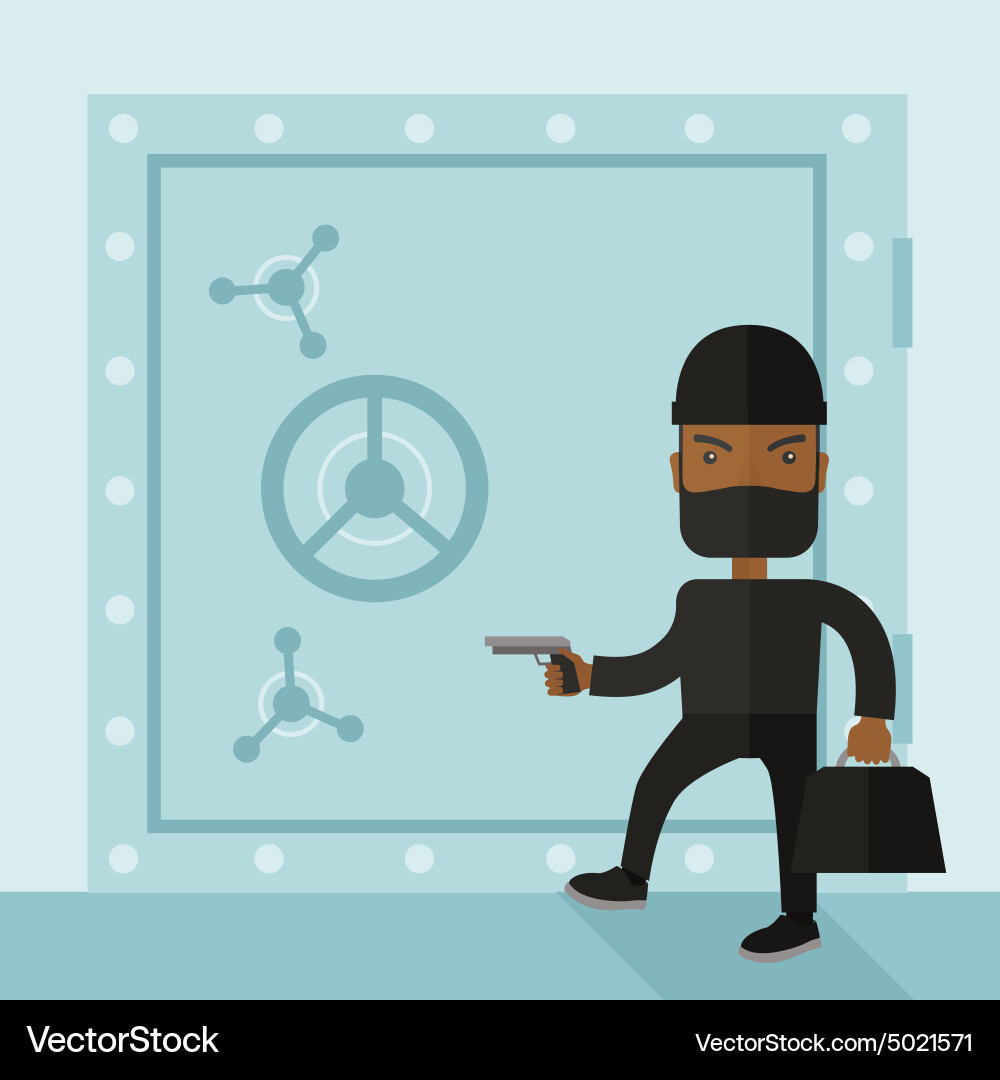 Man Hacking Safe with Mask vector image