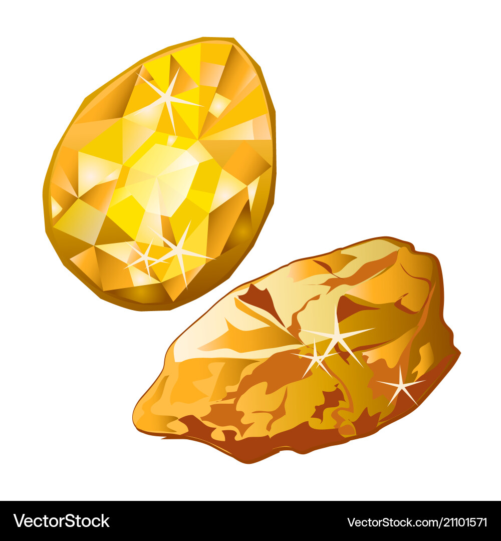 Raw and Faceted Gemstone Set Vector Image