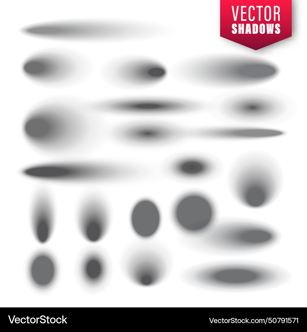 Realistic shadow effect round shadows collection Realistic shadow effect round shadows collection vector image