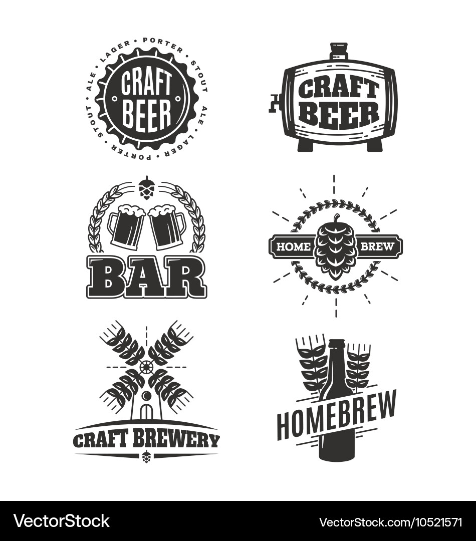 Retro Beer Labels & Emblems Vector Image