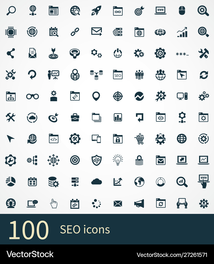 Seo 100 icons universal set for web and ui vector image