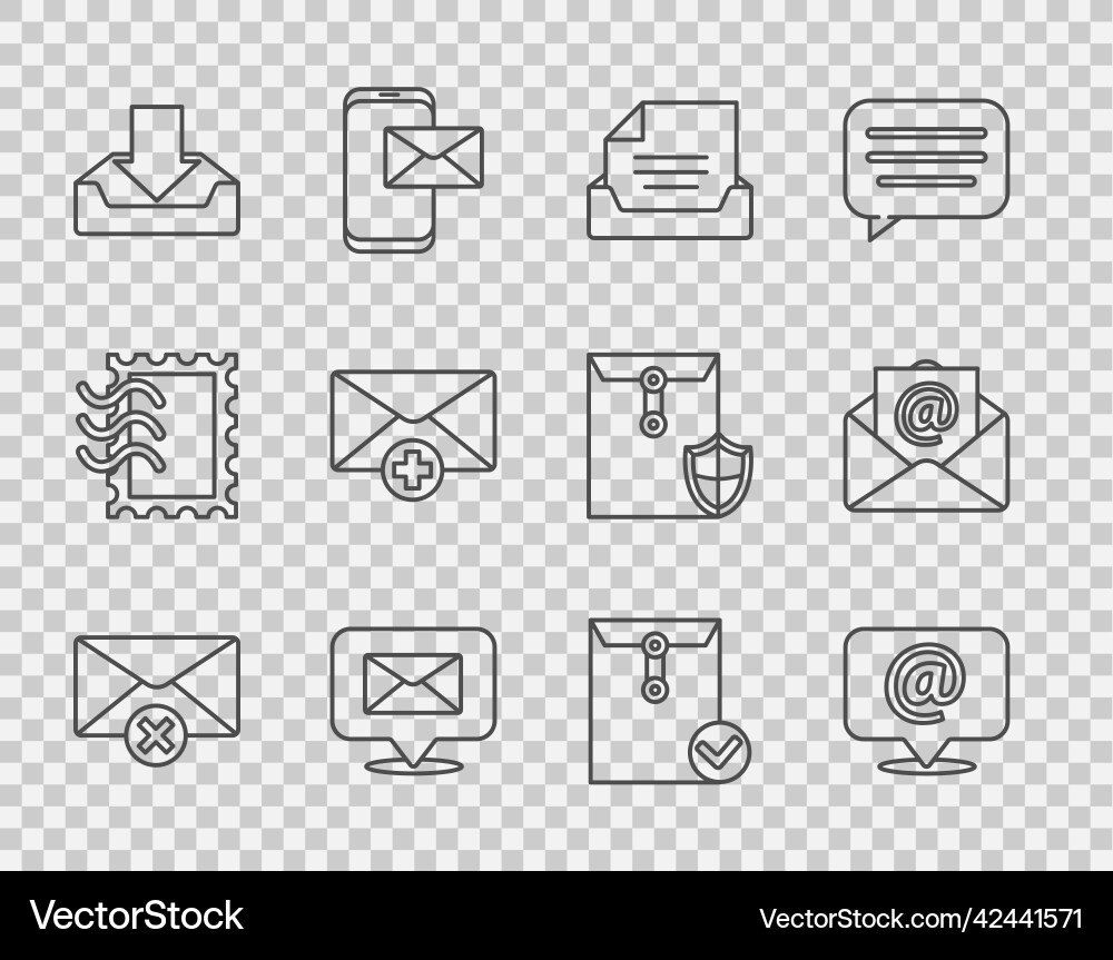 Set line delete envelope mail and e-mail Set line delete envelope mail and e-mail Vector Image