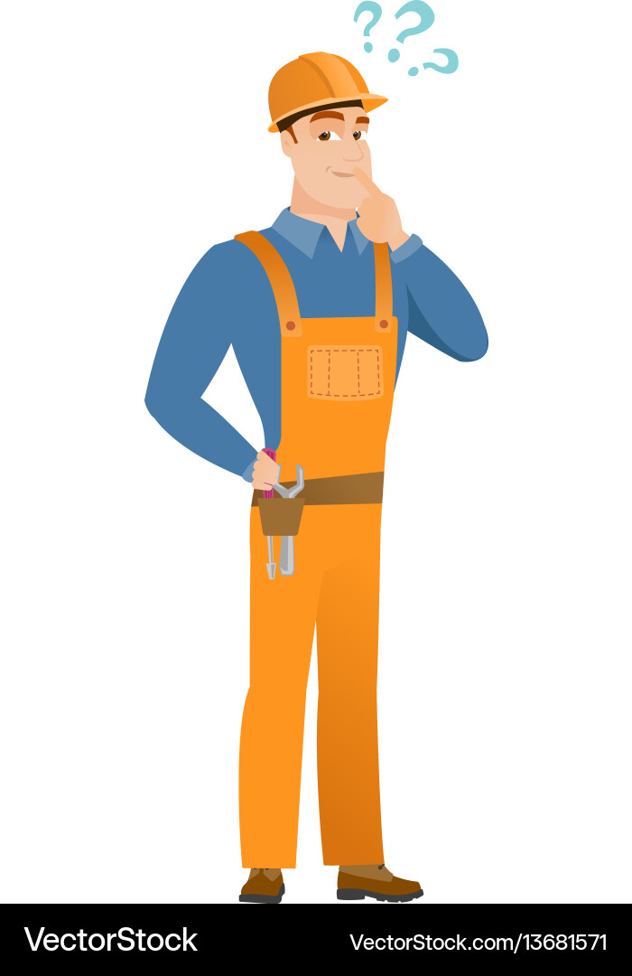 Thinking builder with question marks Thinking builder with question marks vector image