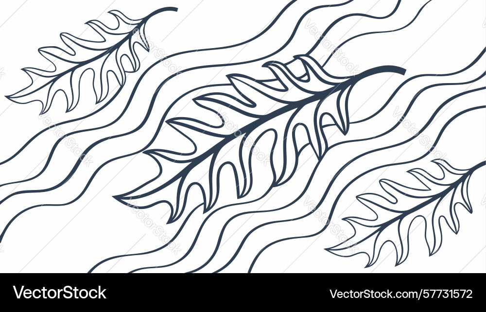 Abstract feather-like pattern with wavy lines vector image