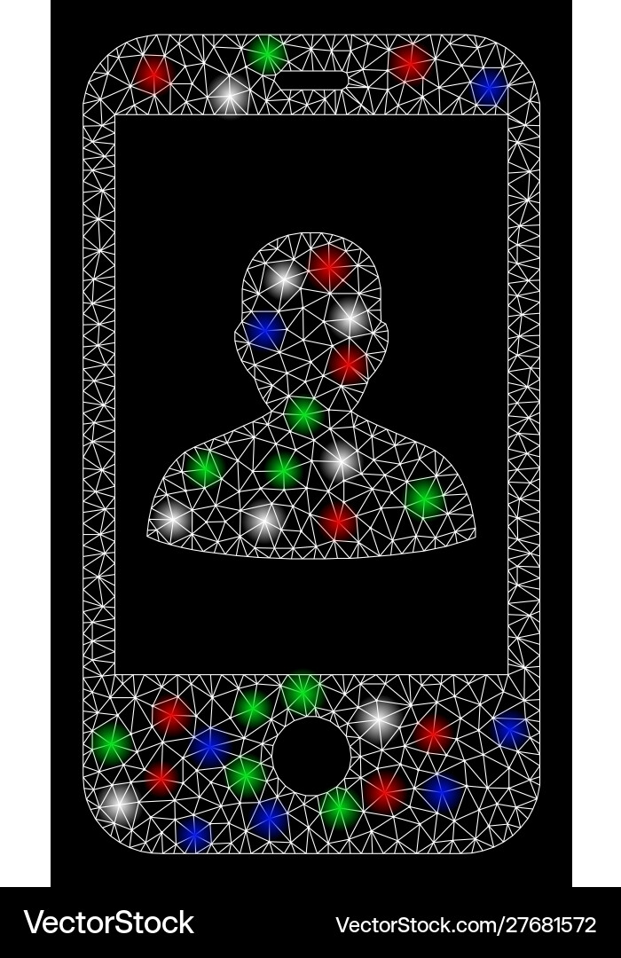 Bright mesh wire frame mobile profile with light vector image