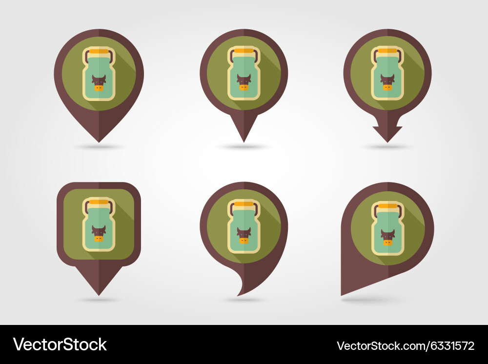 Can container for milk flat mapping pin icon Vector Image