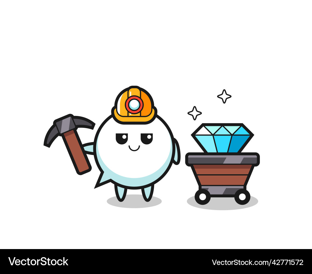 Character of speech bubble as a miner Character of speech bubble as a miner Vector Image