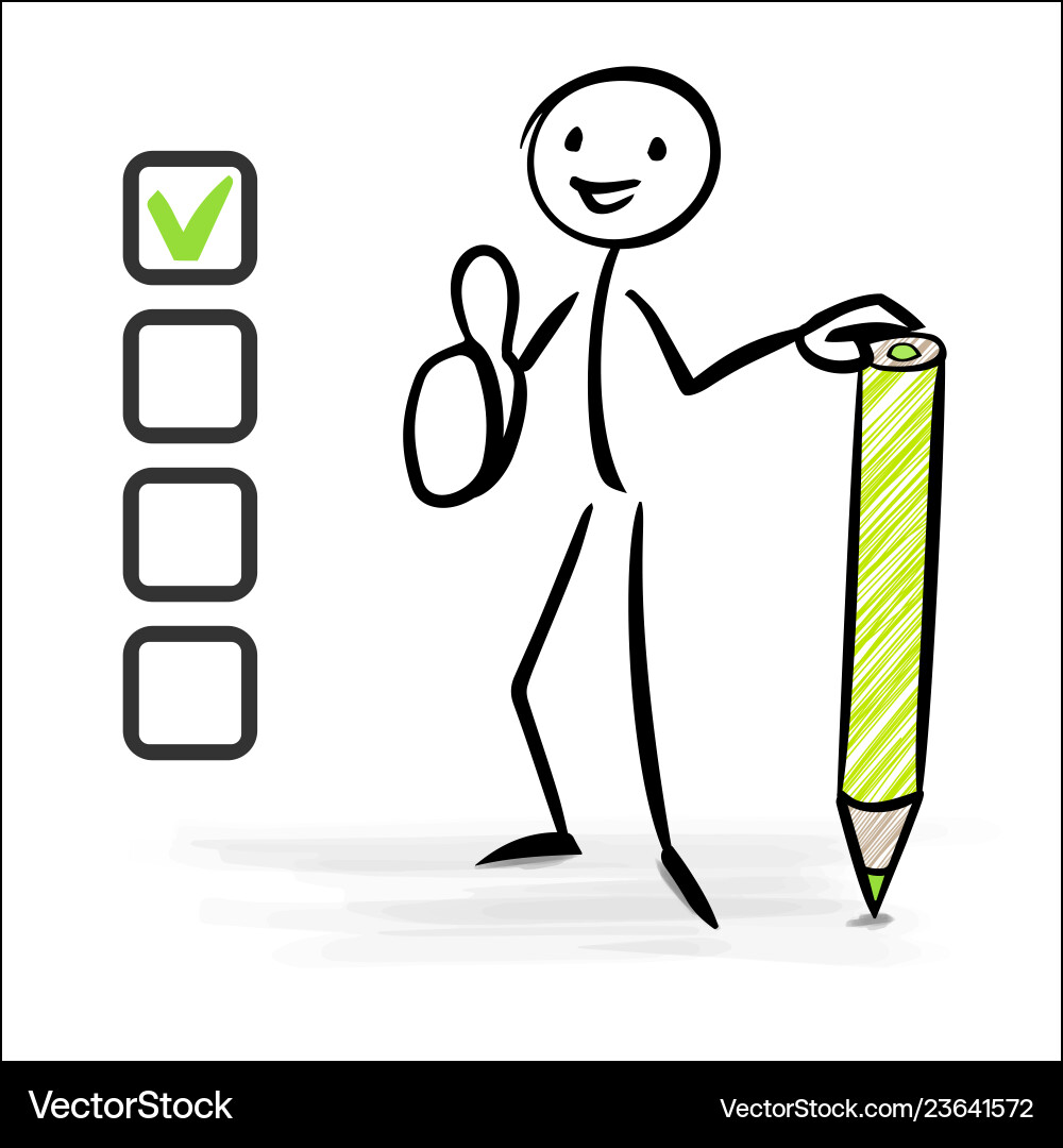 Checklist and stickman with thumb up Checklist and stickman with thumb up vector image