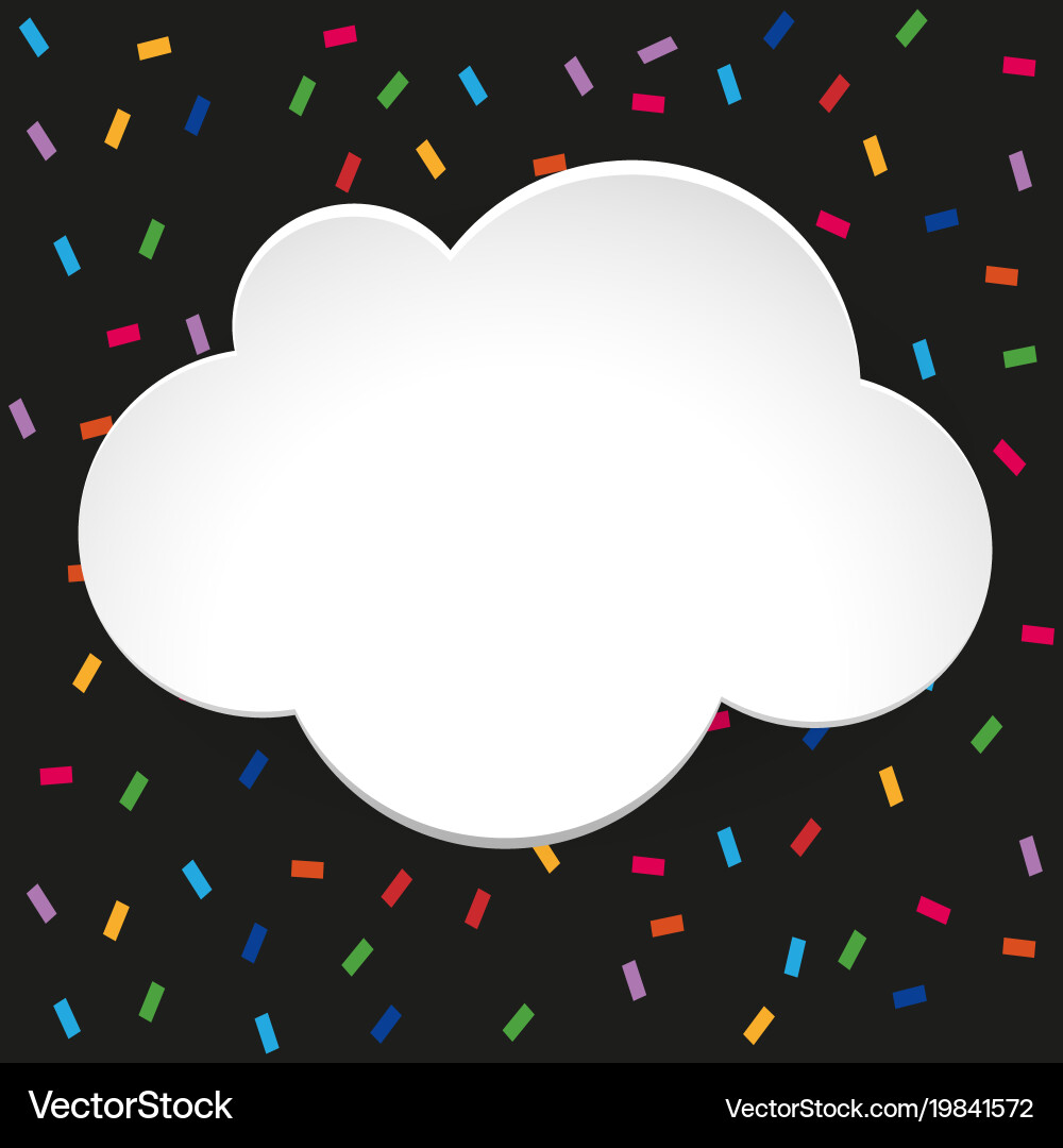 Cloud border template with confetti background Vector Image