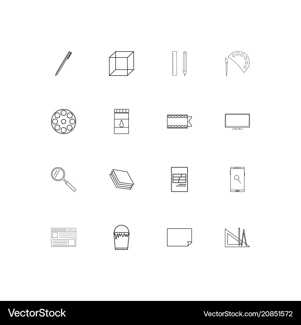 Creative process and design linear thin icons set Vector Image