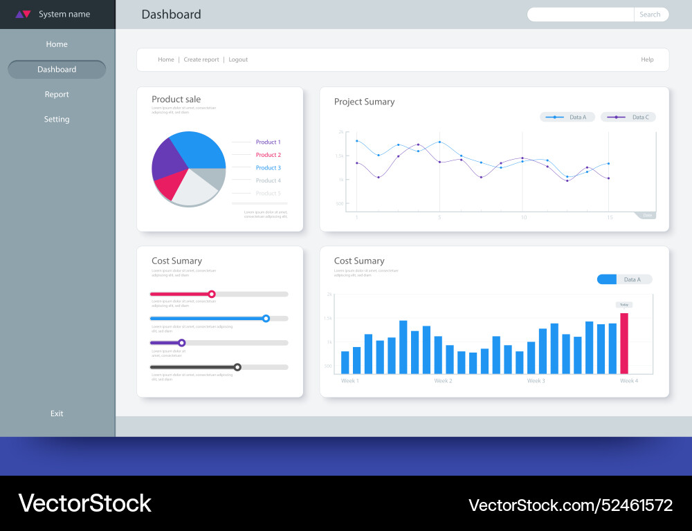 Dashboard user panel template Vector Image