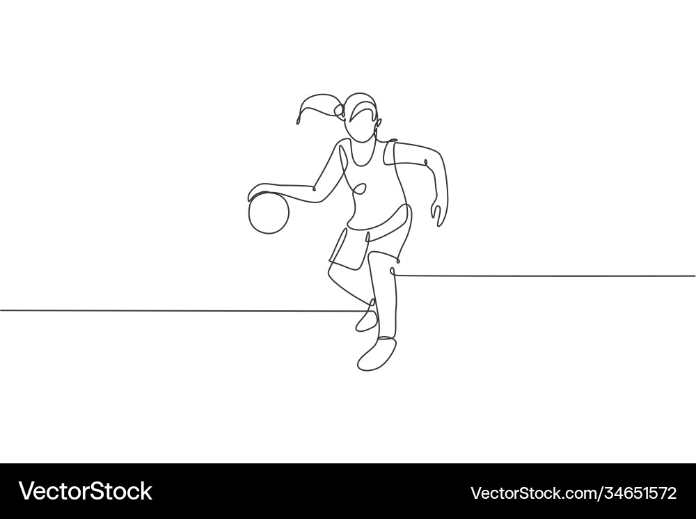Dynamic Single Line Basketball Player vector image
