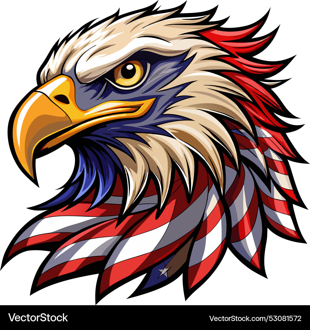 Eagle head with american flag pattern Royalty Free Vector
