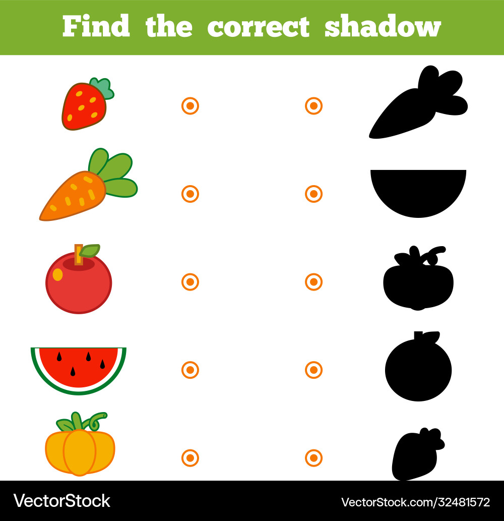 Find correct shadow game for children set Find correct shadow game for children set vector image