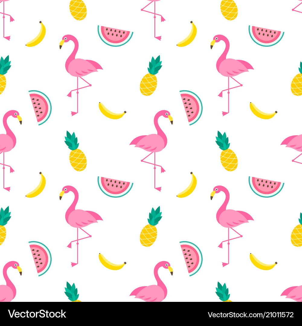 Flamingo Fruit Pattern vector image
