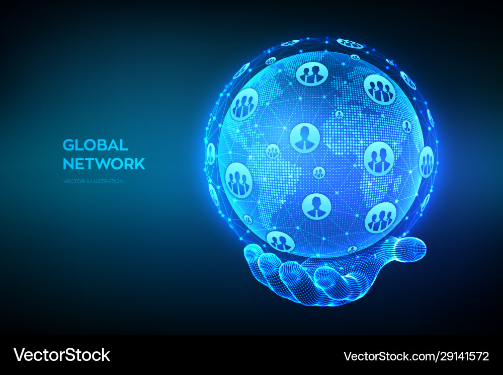 Global network connection world map point Global network connection world map point Vector Image