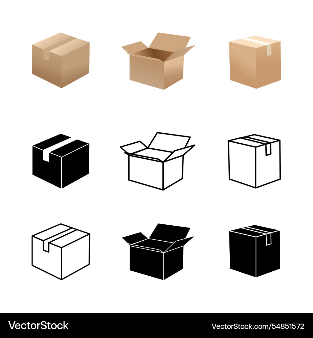 High-quality box - open and closed variants Vector Image