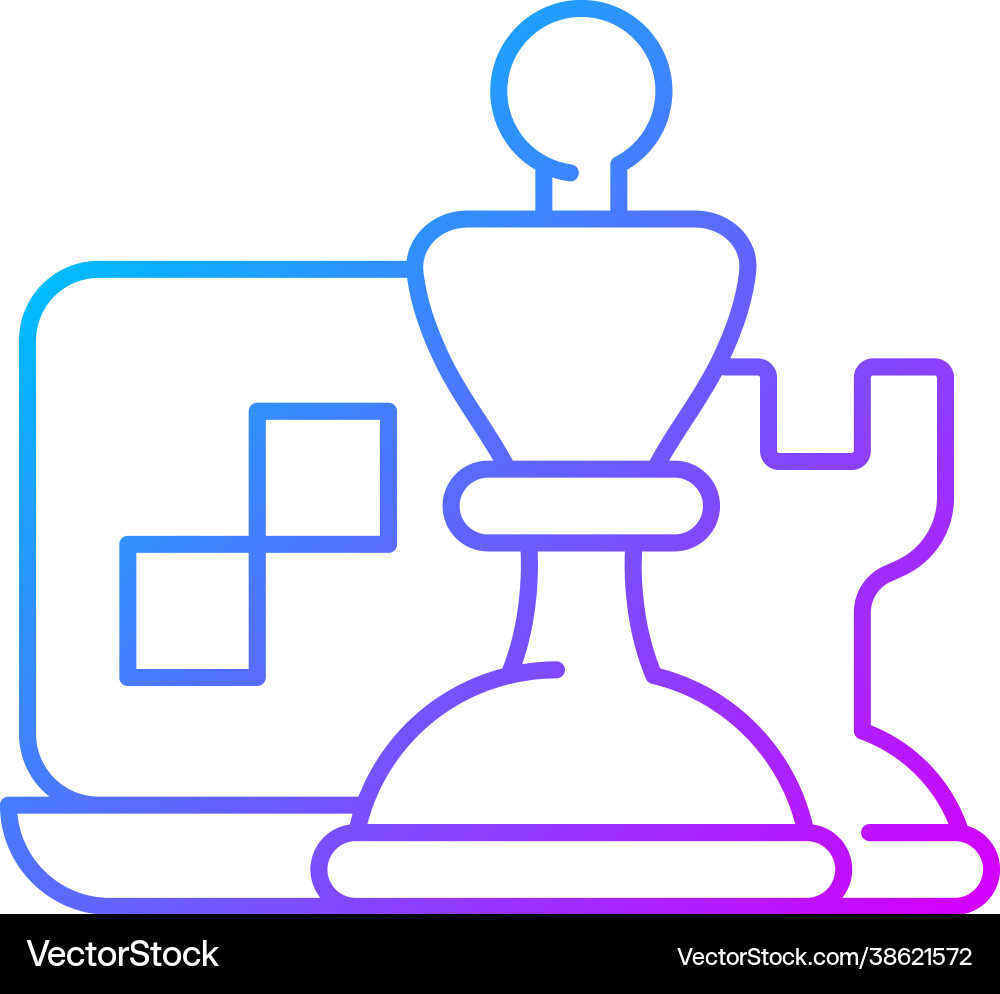 Online logic games and chess gradient linear icon Online logic games and chess gradient linear icon vector image