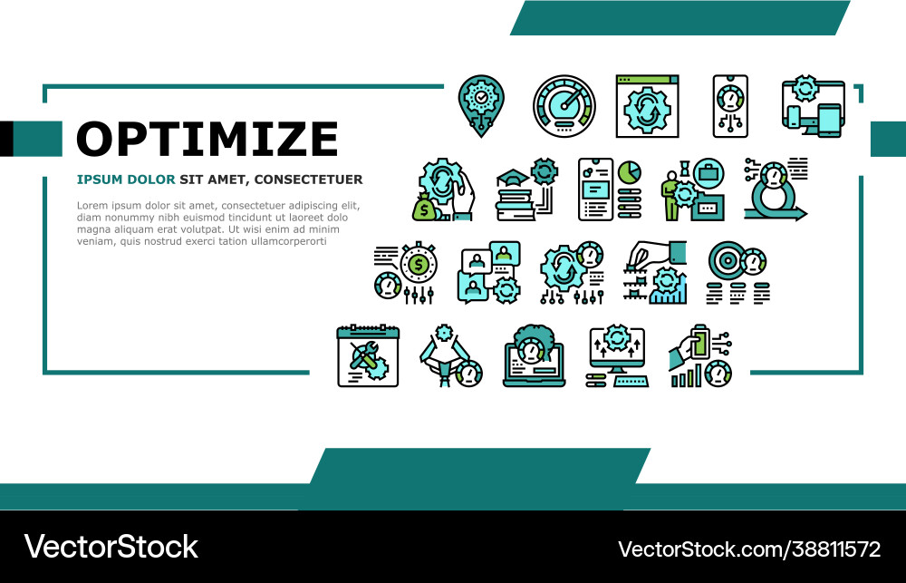 Optimize operations landing header Optimize operations landing header vector image