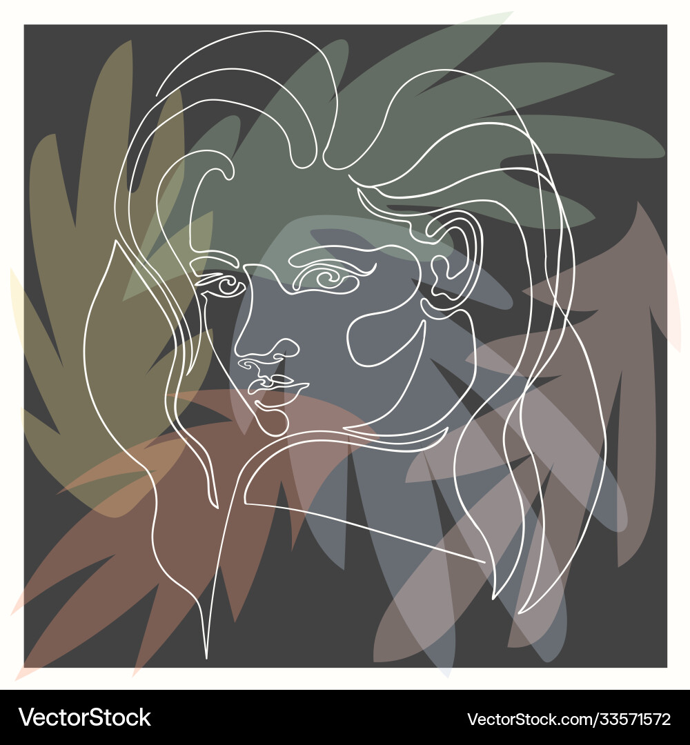 Outline Weman auf dunklem Blumen Outline Weman auf dunklem Blumen vektorbild