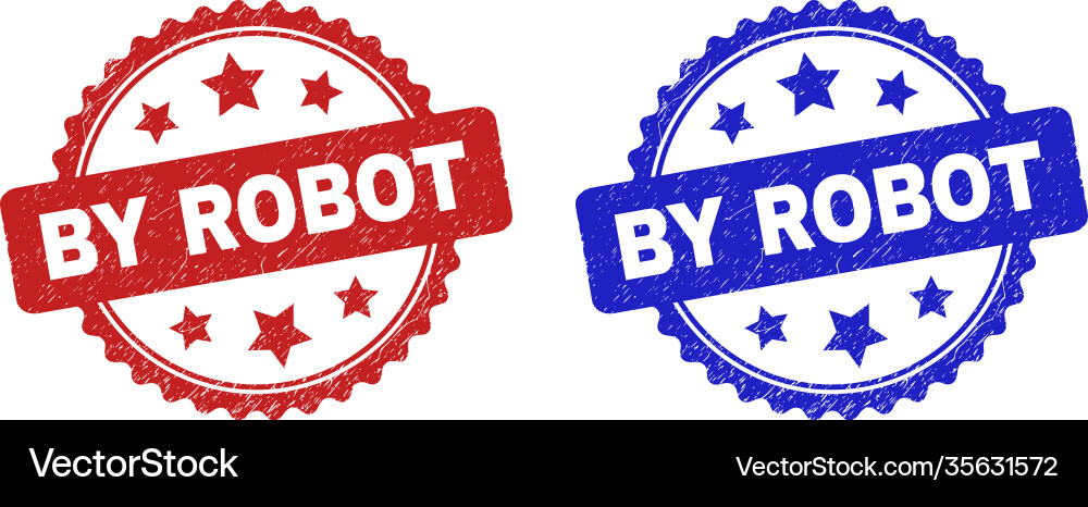 Robot rosette watermarks using grunged texture vector image