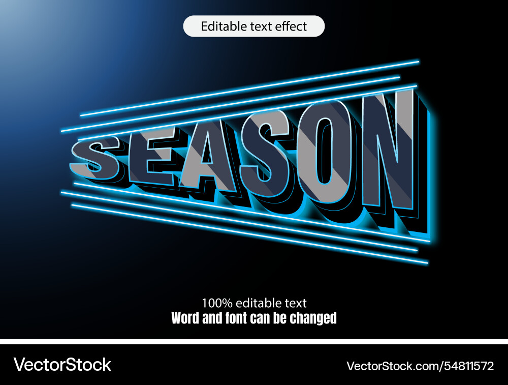 Saison editable text effect 3d emboss neon Saison editable text effect 3d emboss neon vektorbild