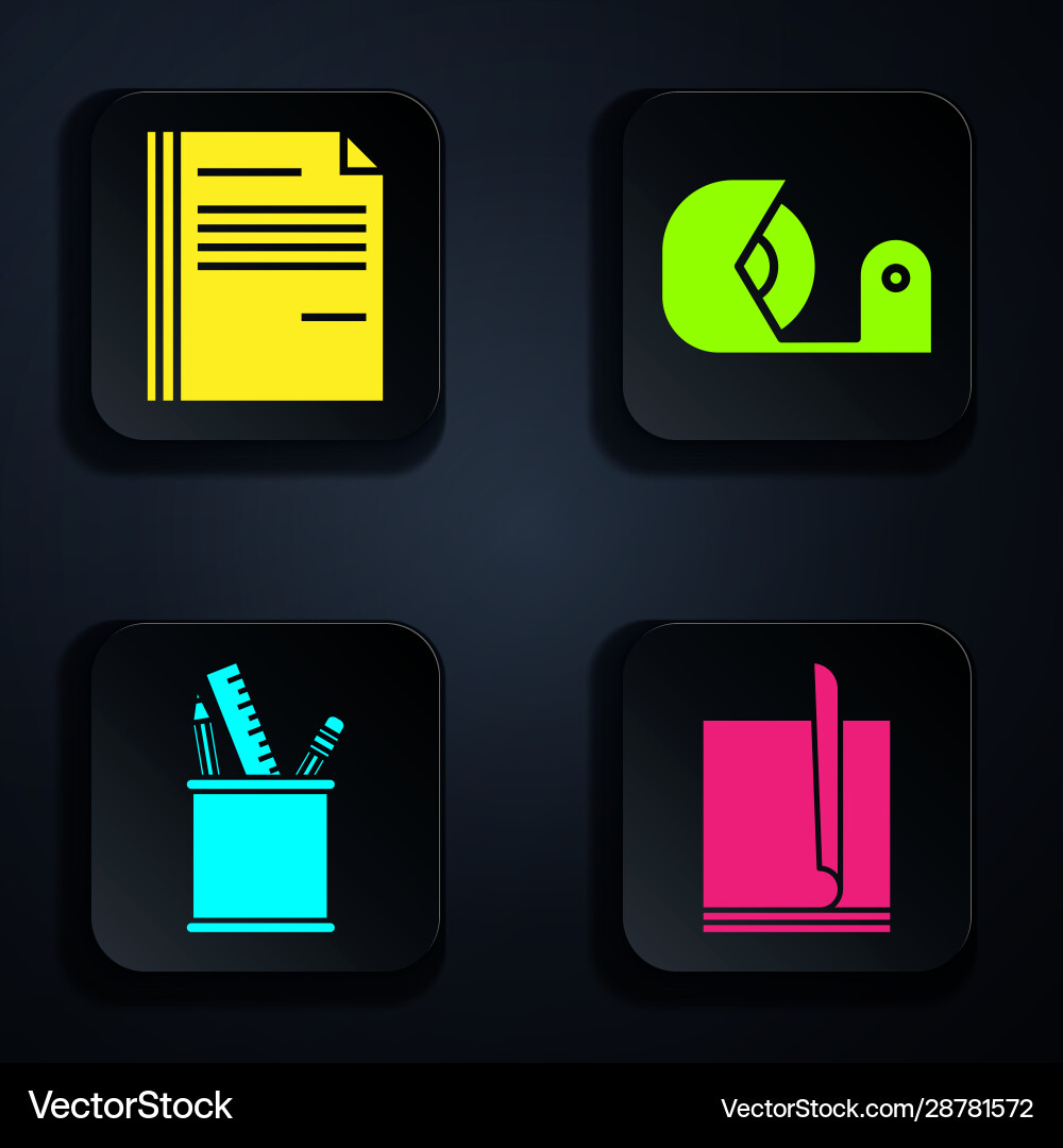 Set file document pencil case Vector Image