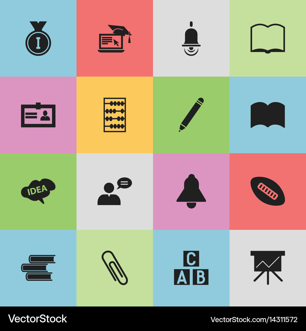 Set of 16 editable university icons includes Vector Image