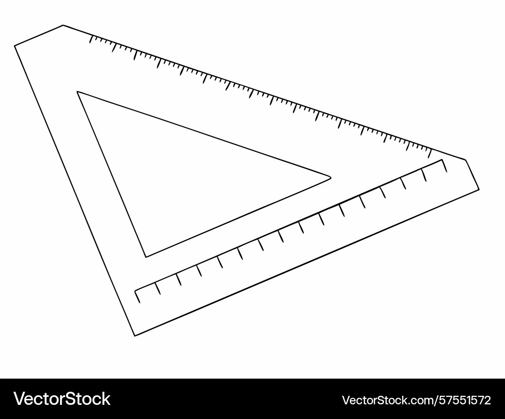 Simple black and white of a triangular ruler used Vector Image