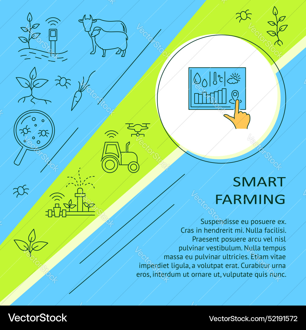 Smart farming banner in line style Vector Image