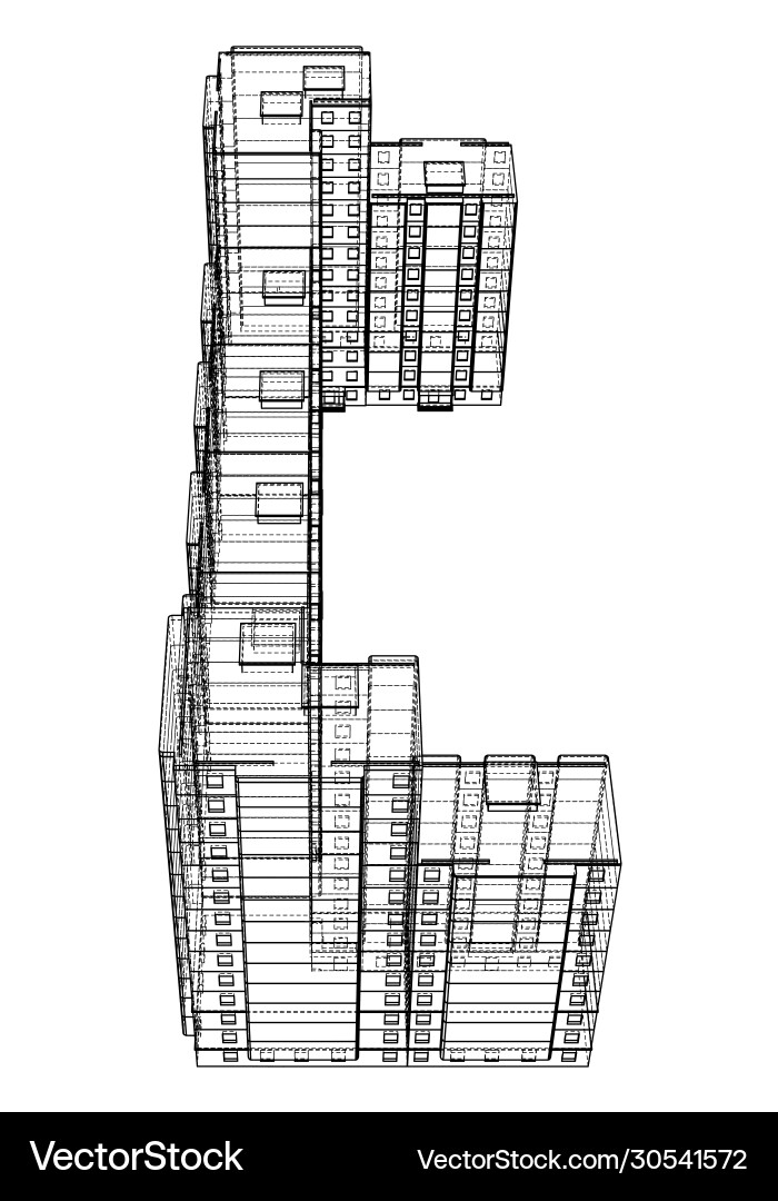 Wire-frame model a multi-storey building Wire-frame model a multi-storey building Vector Image
