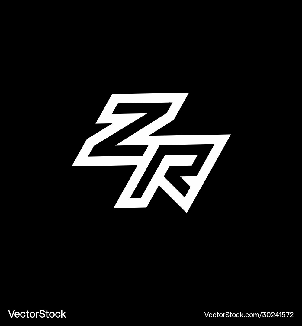 Zr logo monogram with up to down style negative vector image