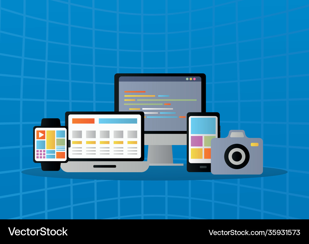 Bundle five web design set icons vector image