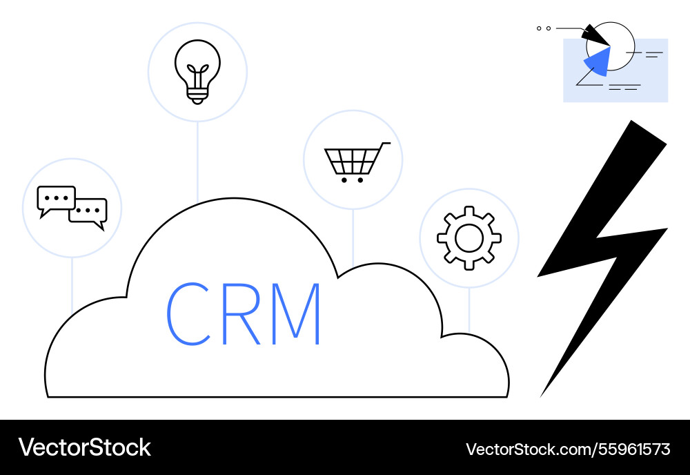 Cloud-based crm concept with icons representing vector image