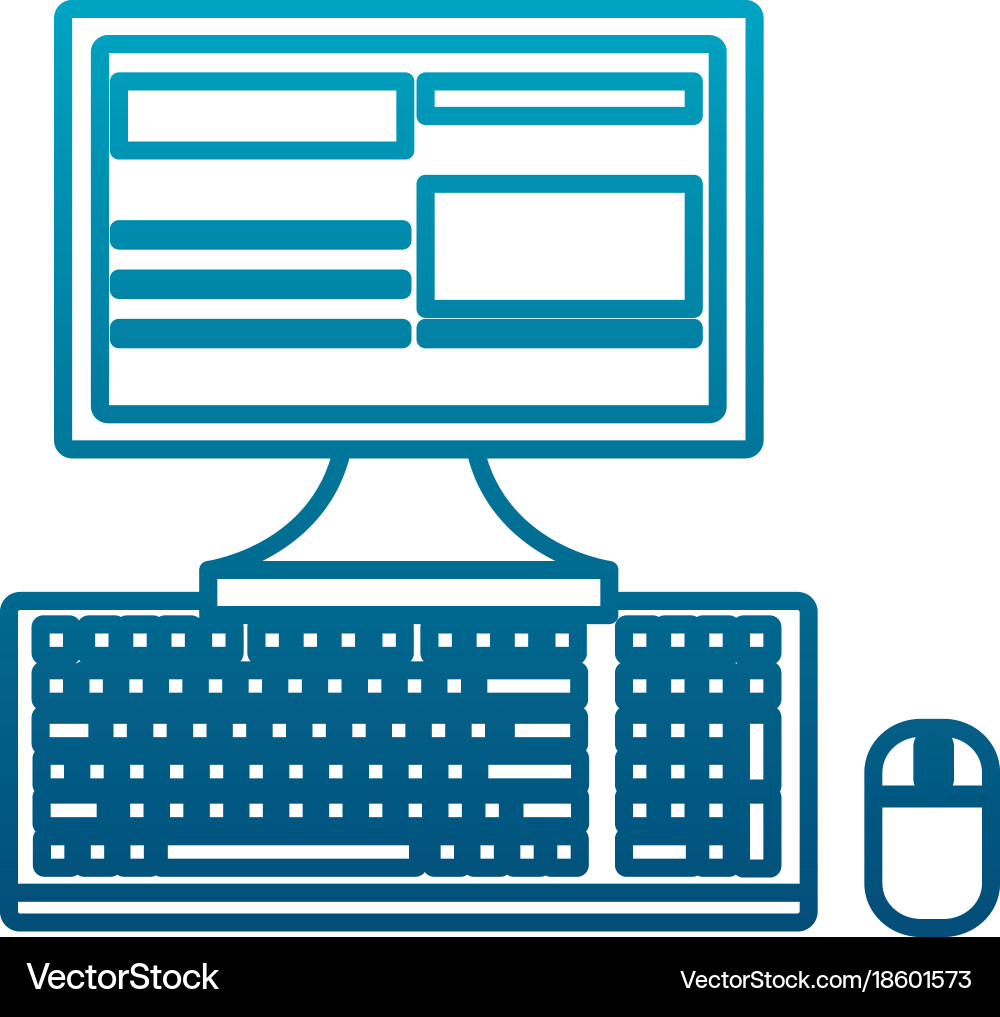 Computer with mouse and keyboard Vector Image